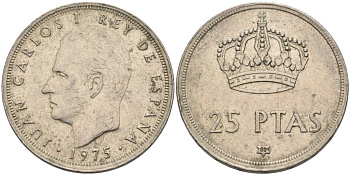 Испания 25 песет 1975 (80) Хуан Карлос I (1975-2014) KM 808 медно-никель 4572-1035