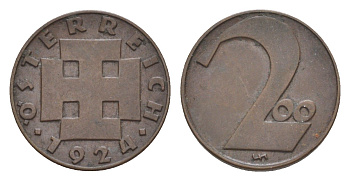 Австрия 200 крон 1924 KM 2833 бронза 4639-1057