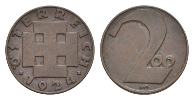 Австрия 200 крон 1924 KM 2833 бронза 4639-1057