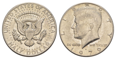 США 1/2 доллара (50 центов) 1979 D, Джон Кеннеди KM A202b медь плакированная медно-никелем aUNC 4117-1044