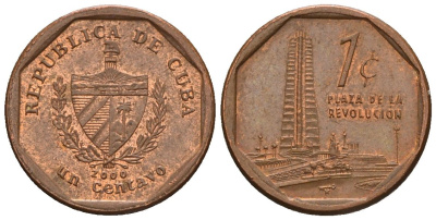 Куба 1 сентаво 2000 KM 33.3, Y 27, Schoen A31 алюминий 4115-443