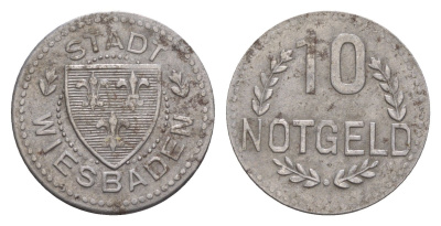 Висбаден 10 пфеннигов ND (1920) Funck 601.3, Men18 34117.3 железо 4659-243