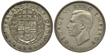 Новая Зеландия 1/2 кроны 1941 Георг VI (1936-1952) KM 11 серебро 272-1021