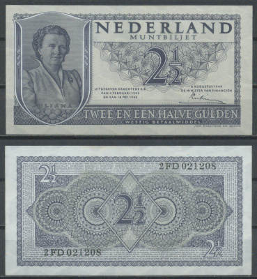Нидерланды 2 1/2 гульдена 1949  Pick 73  бумага   7221-47-2-2