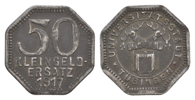 Тюбинген 50 пфеннигов 1917 Funck 551.8, Men05 25330.8, Men18 31711.8 железо 4637-1217