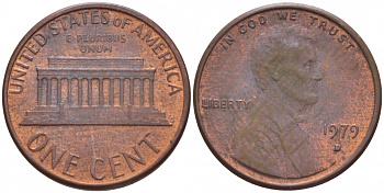 США 1 ЦЕНТ 1979 D, ЛИНКОЛЬН KM 201 медь цинк 3457-1252