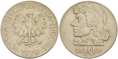 Польша 10 злотых 1970 MW, Тадеуш Костюшко (1746-1817) KM 50а медно-никель 4539-927