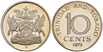 Тринидад и Тобаго 10 центов 1973 FM KM 58 медно-никель PROOF 4152-951