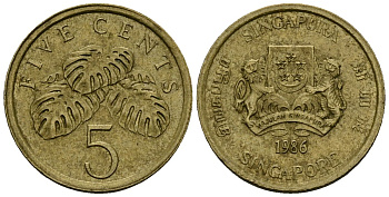 Сингапур 5 центов 1986 KM 50 алюминиевая бронза 4173-1211