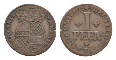 Корвей 1 пфенниг 1715 KM 126 медь 633-1141