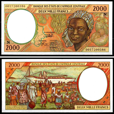 Экваториальная Гвинея 2000 франков 2000 Банк государств Центральной Африки Pick 503N g бумага UNC (пресс) 7548-44-3-1