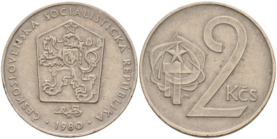 Чехословакия 2 кроны 1980 KM 75 медно-никель 4143-344