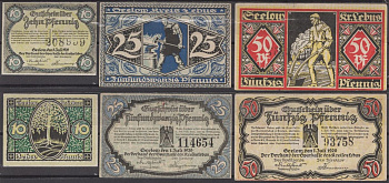 Лебус полный набор из 3 нотгельдов (10, 25 и 50 пфеннигов) 1920 Grabowski L28.2 бумага 2193-6-3-1