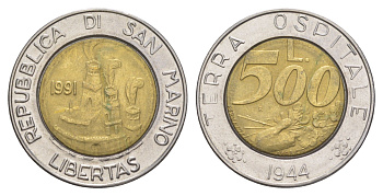 Сан-Марино 500 лир 1991 KM 269 биметалл UNC 4648-344