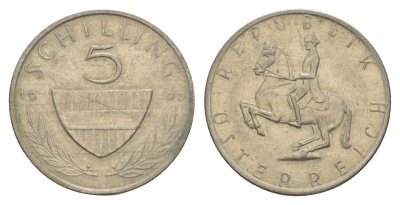Австрия 5 шиллингов 1990 KM 2889а медно-никель 4631-1033