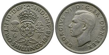 Великобритания 2 шиллинга (флорин) 1948 Георг VI (1936-1952) KM 865, Spink 4102 медно-никель 4381-1133