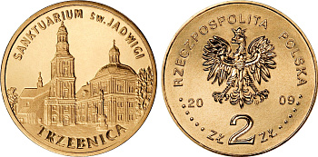Польша 2 злотых 2009 MW, серия города Польши, Тшебница (Trzebnica) KM 711 нордик UNC 4676-613