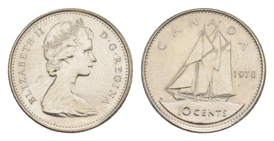 Канада 10 центов 1978 Елизавета II (1952-2022), парусник KM 77 никель PROOF-LIKE (BU) 4630-969