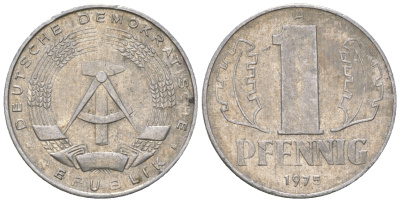 ГДР 1 пфенниг 1975 А KM 8.1 алюминий 4615-1247