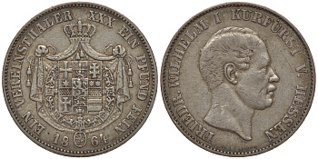 Гессен-Кассель 1 талер 1864 Фридрих Вильгельм (1847-1866) КМ 621.2, AKS 62, Jaeger 48a серебро 00-807-37