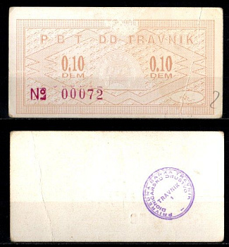 Босния и Герцеговина, Травник (TRAVNIK) 0,10 DEM ND бумага 8601-6-3-2