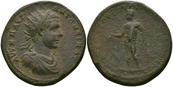 Римская Империя, Провинция Нижняя Мезия, Никополь-на-Истре AE 218 - 222 Элагабал, бюст императора / Аполлон Varbanov 4111 бронза 1100-5-42