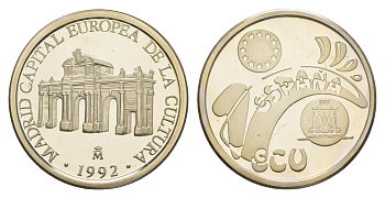 Испания 1 экю 1992 Мадрид - столица европейской культуры X M8 серебро PROOF 1083-4-21