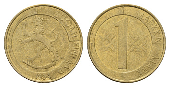 Финляндия 1 марка 1994 KM 76 алюминиевая бронза 3459-835