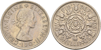 Великобритания 2 шиллинга (флорин) 1964 Елизавета II (1952-2022) KM 906, Spink 4146 медно-никель 4149-826