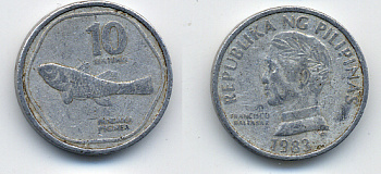 ФИЛИППИНЫ 10 СЕНТИМО 1983 KM 240.2 алюминий 57-224