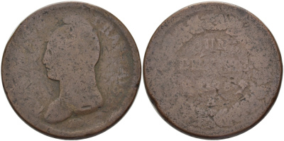 ФРАНЦИЯ 1 ДЕСИМО 1796-1797 A, РЕСПУБЛИКА, L'AN 5 KM 637.1 (C136.1) бронза 97-1244