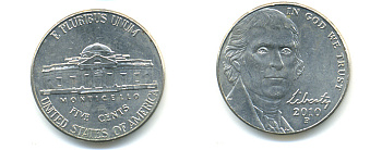 США 5 ЦЕНТОВ 2010 P ДЖЕФФЕРСОН KM 381 медно-никель 86-656