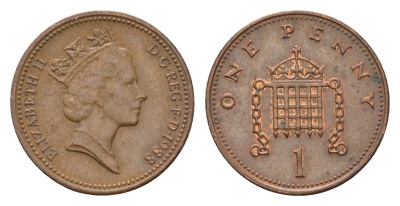 Великобритания 1 пенни 1988 Елизавета II (1952-2022) KM 935, Spink 4381 (B3) бронза 4696-758