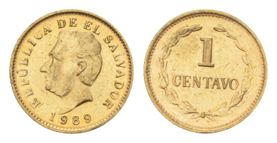 Сальвадор 1 сентаво 1989 KM 135.1a сталь плакированная бронзой UNC 4668-545