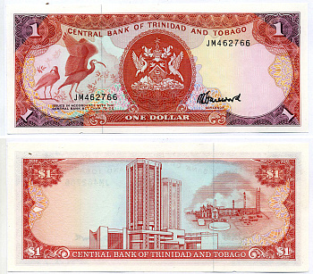 Тринидад и Тобаго 1 доллар 1985 подпись 6 Pick 36c бумага UNC (пресс) 2197-13-2-2
