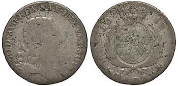 Польша 1/3 талера 1812 I.B.Фридрих Август I (1807-1814), король Саксонии KM 86 серебро    441-332