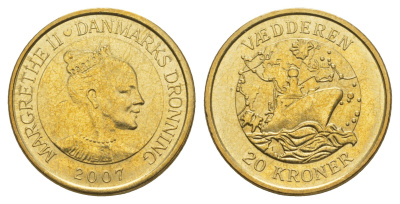 Дания 20 крон 2007 Корабли - Ледокол KM 921 алюминиевая бронза UNC 4657-1254