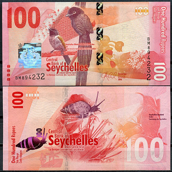 Сейшельские острова 100 рупий 2016 райская мухоловка, улитка Альдабра, колибри Pick 50 a  бумага  UNC (пресс) 7200-15-3
