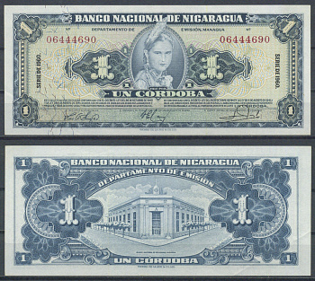 Никарагуа 1 кордоба 1960  Pick 99 c  бумага   451-1104-2