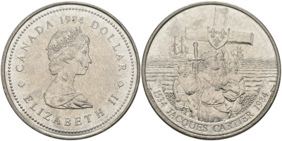 Канада 1 доллар 1984 Жак Картье KM 141 никель UNC 97-144