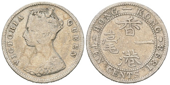 Гонконг 10 центов 1898 KM 6 серебро 4615-951
