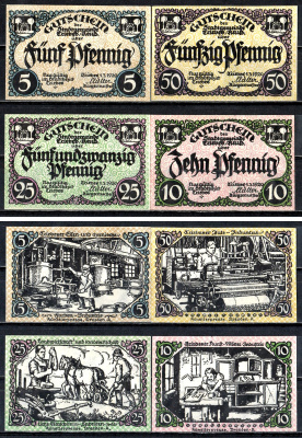 Трибес (Ройсс) набор из 4 нотгельдов 1920 7555-49-1-1