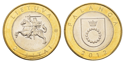 Литва 2 лита 2012 Курорты Литвы - Паланга KM 186.1 биметалл UNC 4695-511