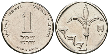 Израиль 1 новый шекель 1985 JE 5745 KM 160 медно-никель aUNC 4609-1035