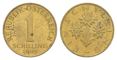 Австрия 1 шиллинг 1993 KM 2886 алюминиевая бронза UNC 4563-145