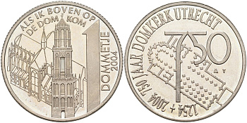Нидерланды 1 dommetje 2004 серия 750 лет Утрехту, часовня, (ALS IK BOVEN OP DE DOMKOM) медно-никель UNC 4574-1023