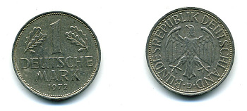 ФРГ 1 МАРКА 1972 D KM 110, J. 385 медно-никель 35-452