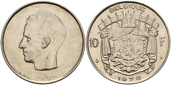 Бельгия 10 франков 1976 Belgique, Бодуэн I (1951-1993) KM 155.1 никель  4187-511