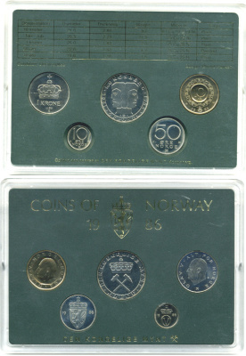 НОРВЕГИЯ ГОСНАБОР ИЗ 5 МОНЕТ 1986 UNC 06-081-11