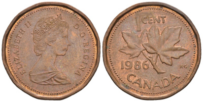 Канада 1 цент 1986 Елизавета II (1952-2022), кленовый лист KM 132 бронза 4609-222